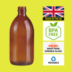 Amber Glass Bottles with Black Atomiser Spray — Multipack (60ml–1000ml) | Made in the UK
