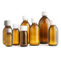 Amber Glass Medicine & Syrup Bottles with 28mm White Medicap Child-Resistant Cap - Multipack (60ml–1000ml)