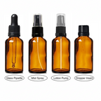 Amber Glass Boston Dropper Bottles 18mm | with Atomiser Spray / Lotion Pump / Glass Pipette / Dropper Insert