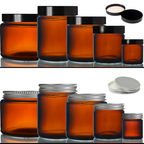 Amber Glass Jars with Airtight Lid – for Cosmetic Cream, Candle, Herb Storage