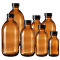 Amber Glass Medicine & Syrup Bottles with 28mm Black Polycone Caps — Multipack (60ml–1000ml) | Made in the UK