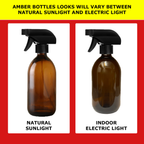 Amber Glass Soap Dispenser + Trigger Spray Refillabl Bottle Combo Set -BPA FREE - Fambeo