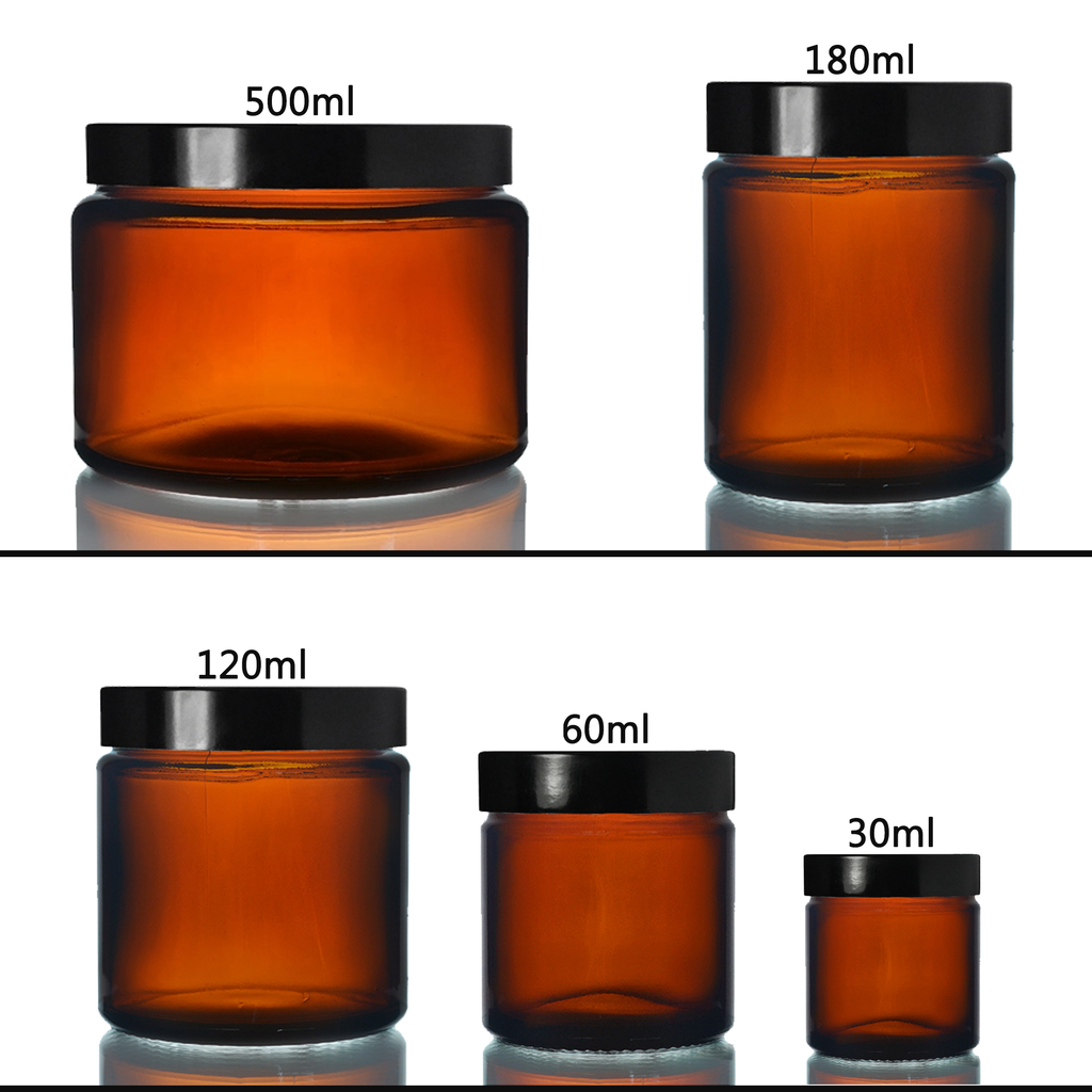 Amber Glass Jars with Airtight Lid – for Cosmetic Cream, Candle, Herb Storage