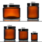 Amber Glass Jars with Airtight Lid – for Cosmetic Cream, Candle, Herb Storage