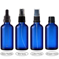 Blue Glass Boston Dropper Bottles 18mm | Atomiser Spray / Lotion Pump / Glass Pipette / Dropper Insert