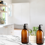 Amber Glass Soap Dispenser Bottle with Lotion Pump | Fam Organic