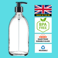 Fam Organic Clear Glass Soap Dispenser Bottle with Lotion Pump