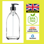 Clear Glass Soap Dispenser + Trigger Spray Refillabl Bottle