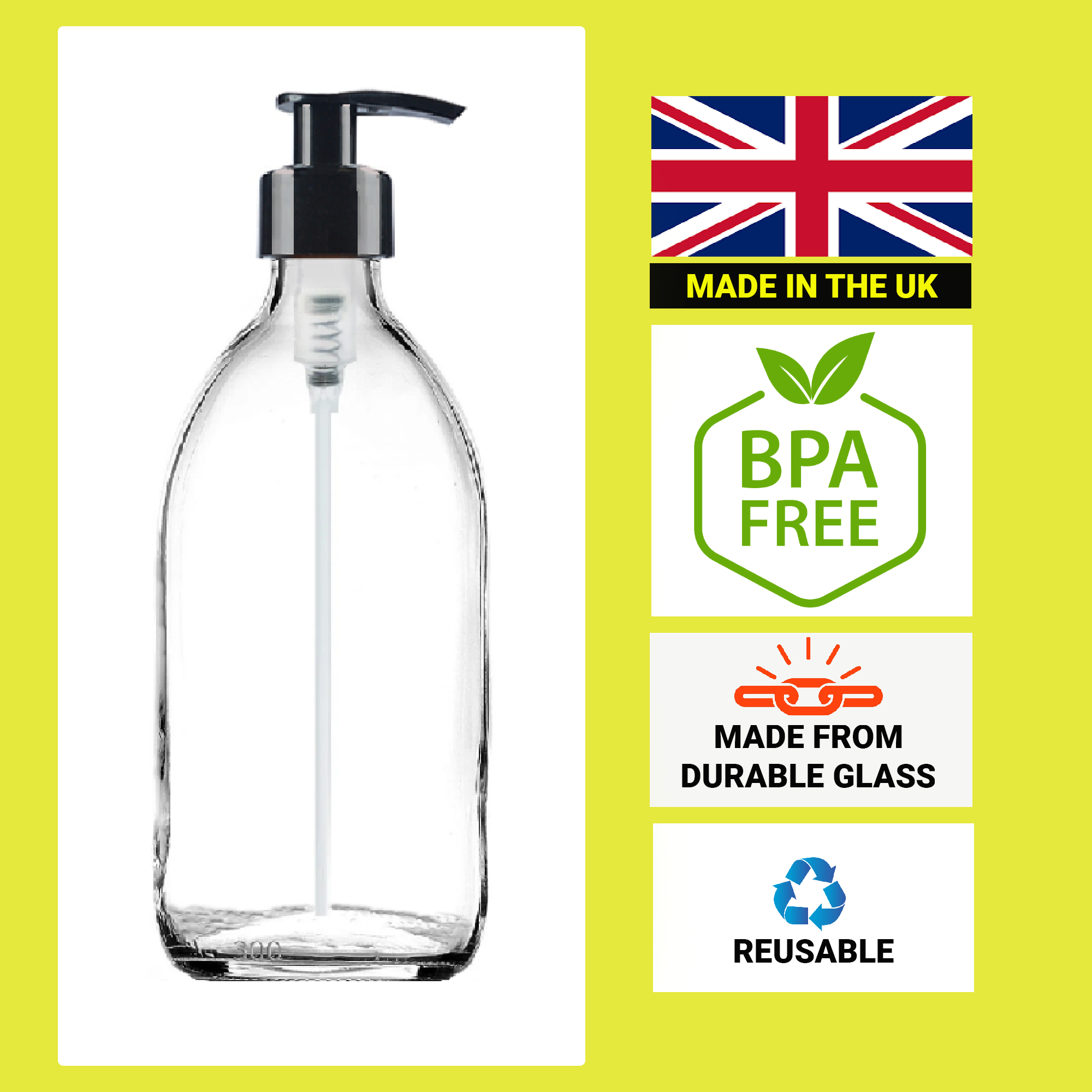 Clear Glass Soap Dispenser + Trigger Spray Refillabl Bottle Combo Set -BPA FREE