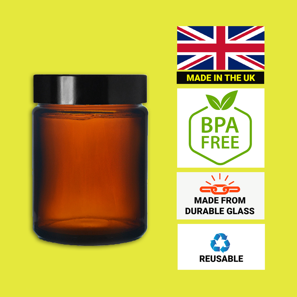 Amber Glass Jars with Airtight Lid – for Cosmetic Cream, Candle, Herb Storage
