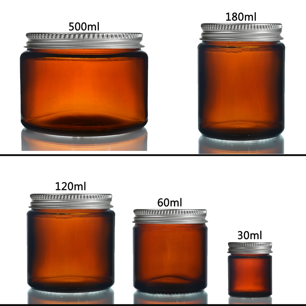Amber Glass Jars with Airtight Lid – for Cosmetic Cream, Candle, Herb Storage