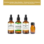 Pure Sweet Almond, Castor and Grapeseed Oil set in glass dropper bottles with free amber glass mixing bottle for gift