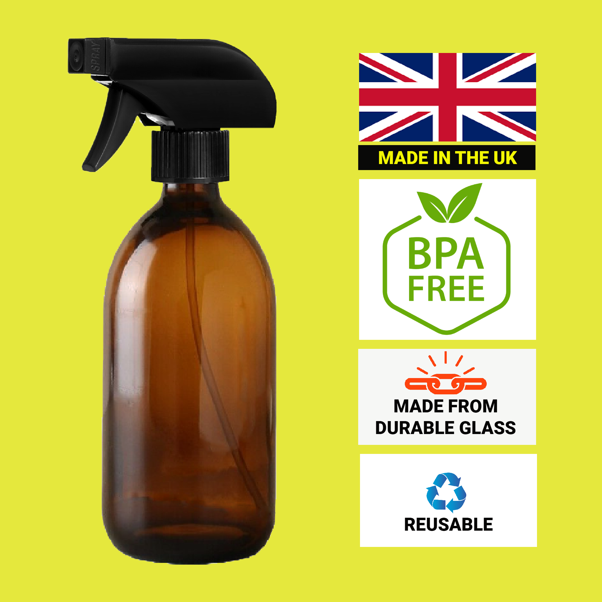 Amber Glass Trigger Spray Bottle for aromatherapy, skin care, cleaning BPA FREE