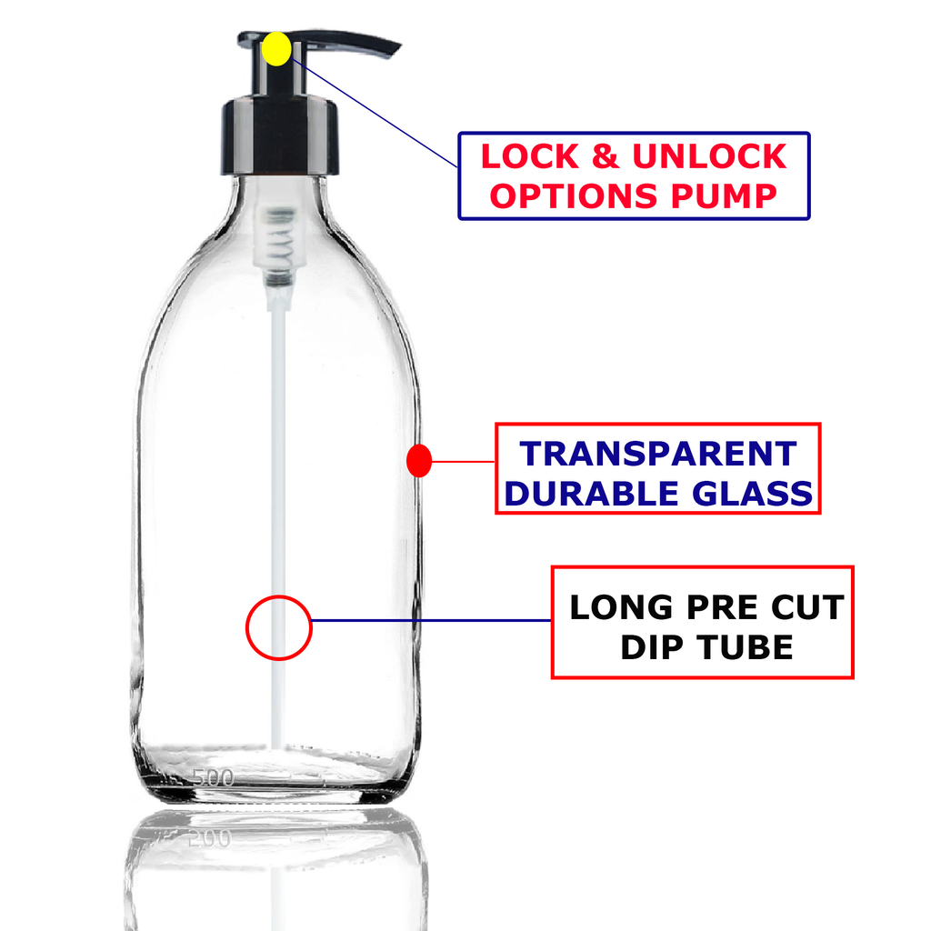 Clear Glass Soap Dispenser + Trigger Spray Refillabl Bottle Combo Set -BPA FREE