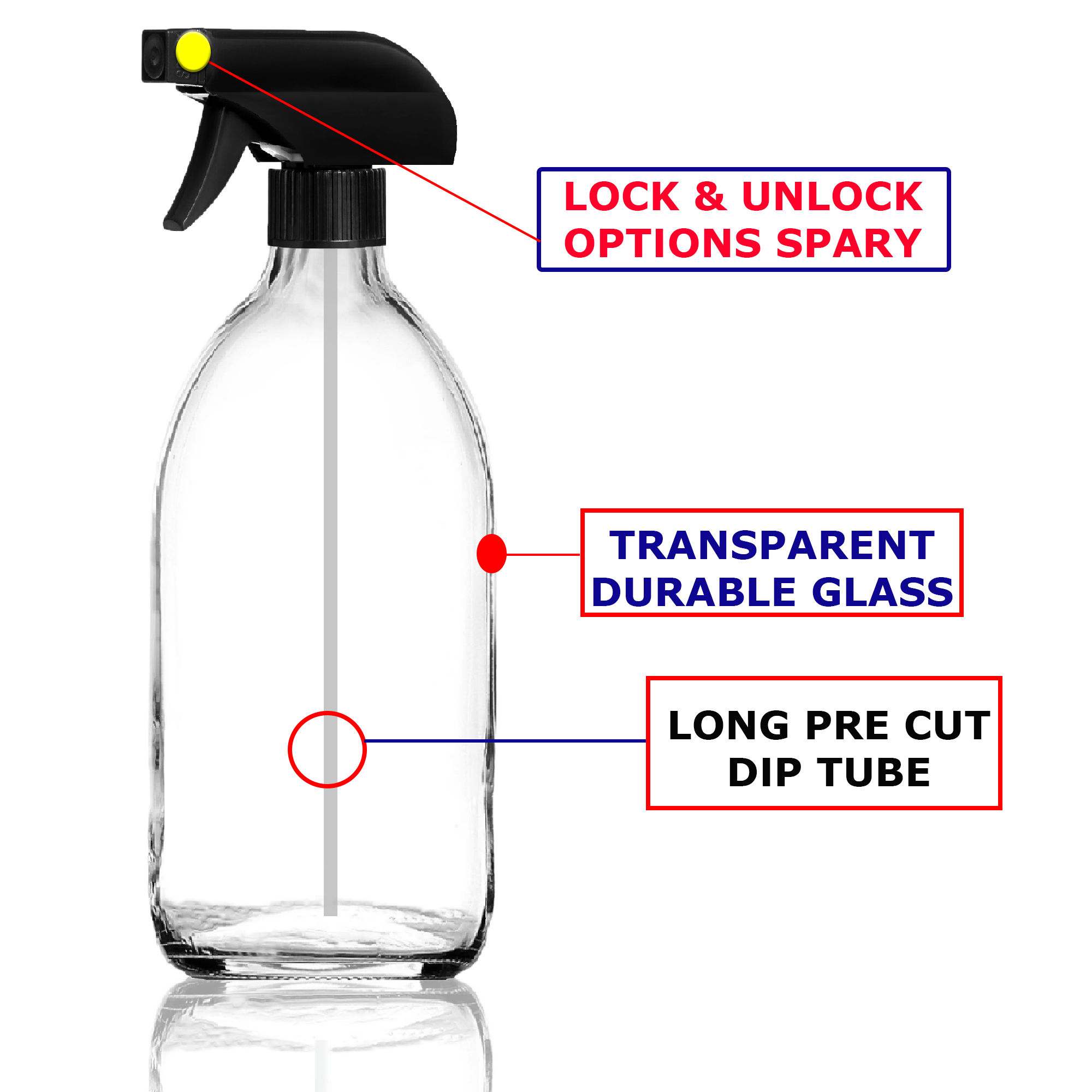 Clear Glass Trigger Spray Bottle for aromatherapy, skin care, cleaning BPA FREE