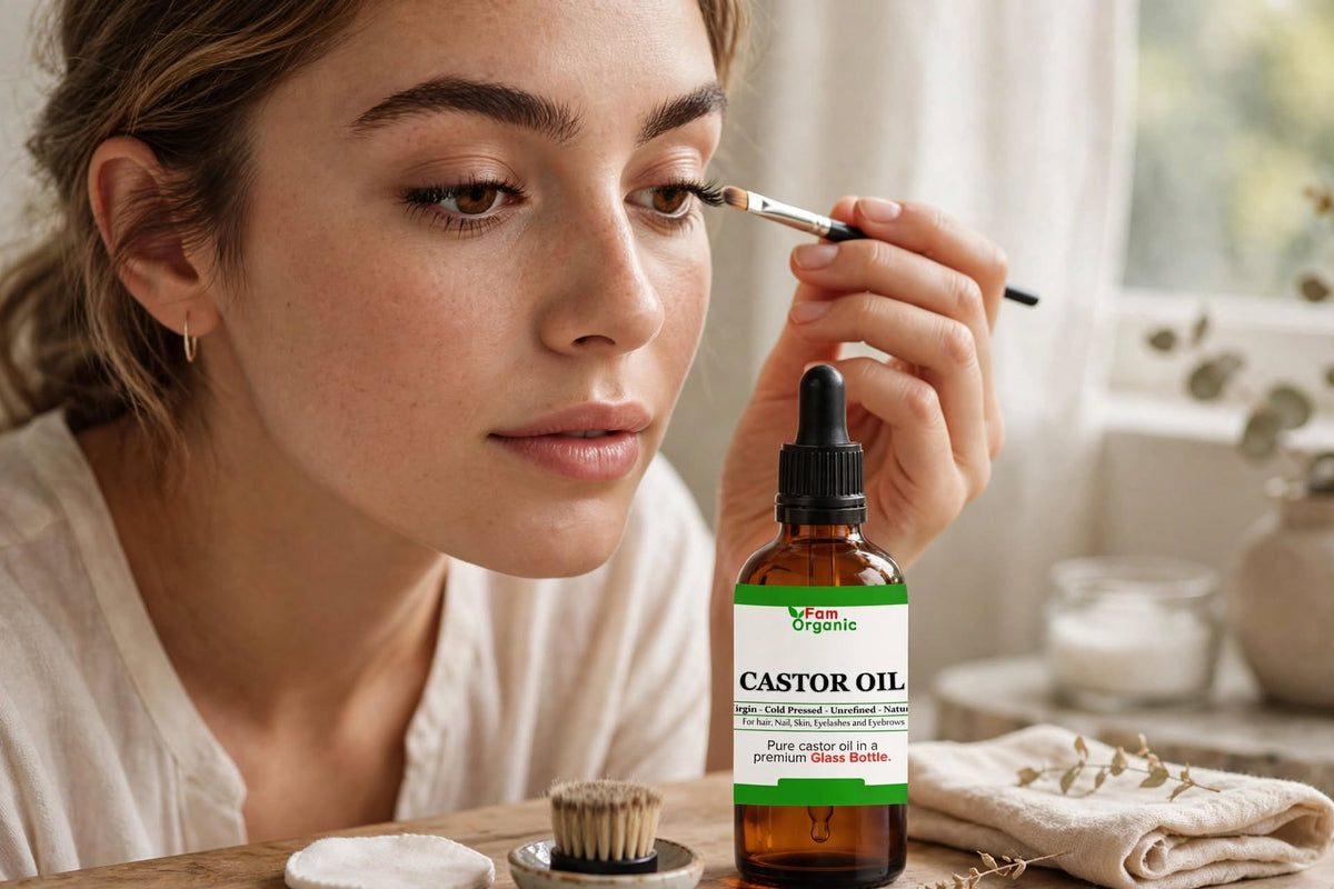 100% Natural Cold-Pressed Castor Oil - Hexane-Free with Glass Pipette (50ml & 100ml) | Fam Organic