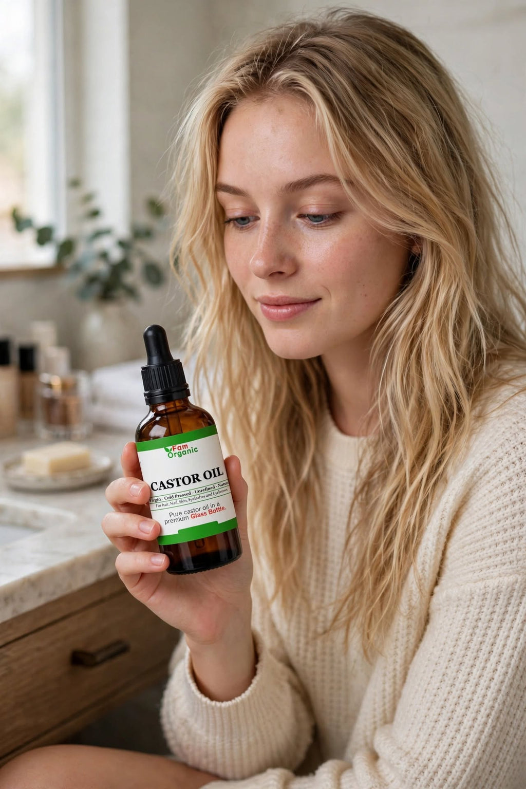 100% Natural Cold-Pressed Castor Oil - Hexane-Free with Glass Pipette (50ml & 100ml) | Fam Organic